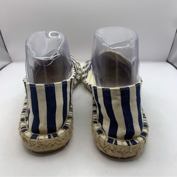 J. Crew Striped Espadrilles Flats Pull On White Blue Size 8 Coastal summer - Picture 4 of 9
